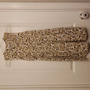 Sonoma Linen Blend Floral Dress Sleeveless Ditzy Pleated Buttons Pockets Small